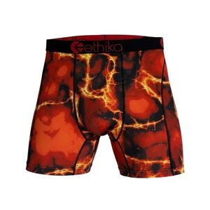 Ethika Mens Staple Boxer Briefs Red Orange Lava Magma Print Size S 2770